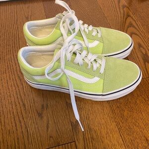 Vans Off The Wall Old Skool Sharp Lime Green Skate Suede Shoes Womens size 6